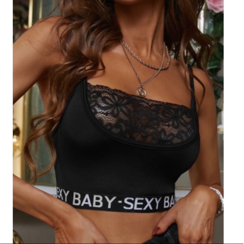 New bralette lace accent sexy baby loungewear top